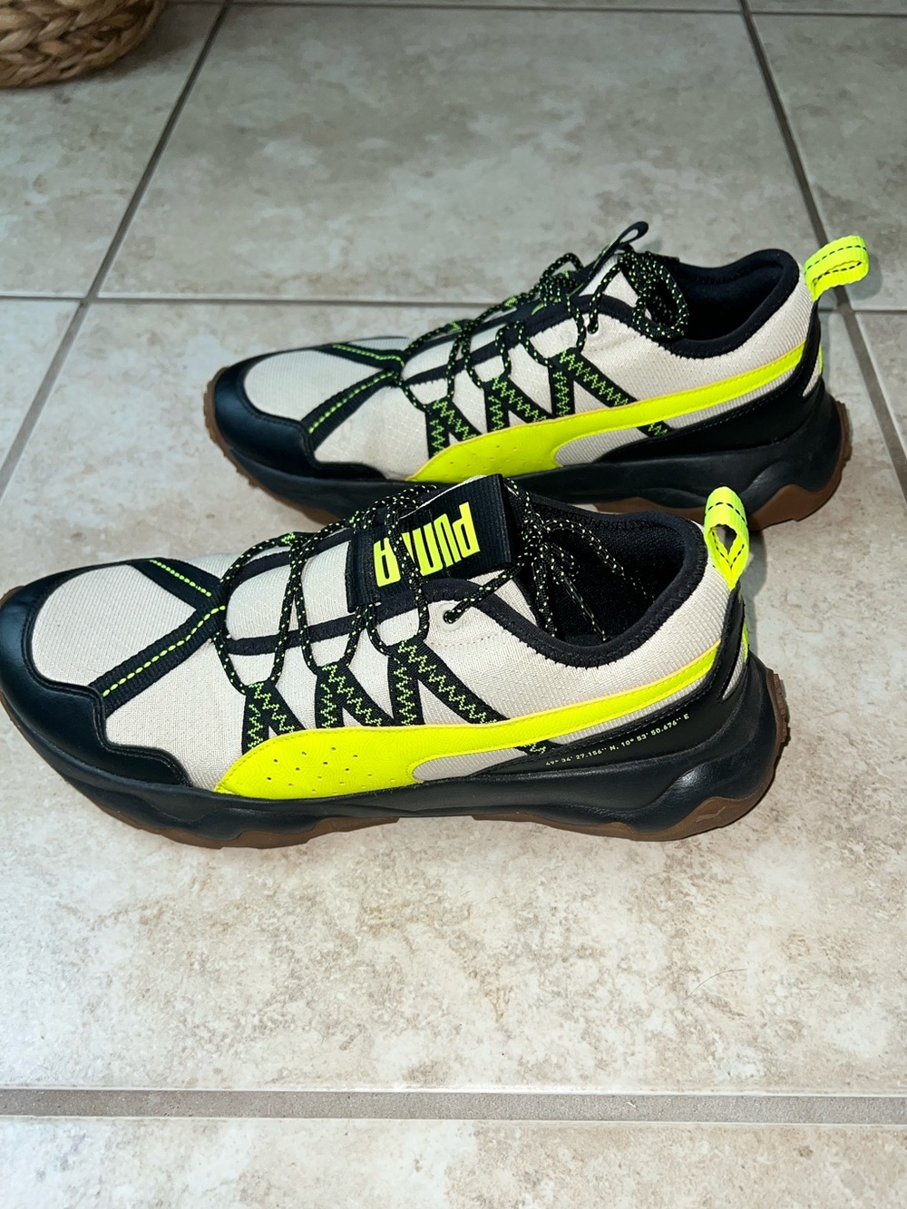 New Puma Ember Trail Shoes Black Tan Yellow Mens Us 9.5 Hiking Running 193130-01 View 4